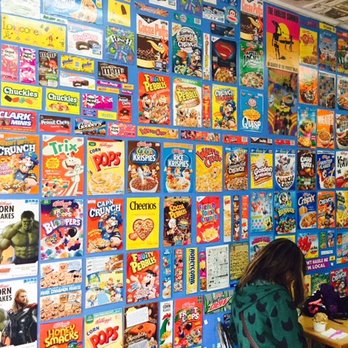 Max & Mina's - Wall entirely made of Cereal boxes! - Ice Cream & Frozen Yogurt Near Me - Flushing, New York Max & Mina's - Wall entirely made of Cereal boxes! - Ice Cream & Frozen Yogurt Near Me - Flushing, New York