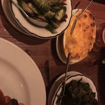 Lamberts Downtown Barbecue - Brussels Sprouts, Baked Mac and Cheese, Smoked Bacon Braised Collards - Barbeque Near Me - Austin, Texas Lamberts Downtown Barbecue - Brussels Sprouts, Baked Mac and Cheese, Smoked Bacon Braised Collards - Barbeque Near Me - Austin, Texas