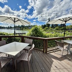 Outside seatings by the lake