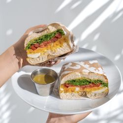 Pura Vida Miami - The Perfect Egg Sandwich with pasture-raised eggs, avocado, tomato, arugula and mozzarella - the ultimate healthy breakfast o...