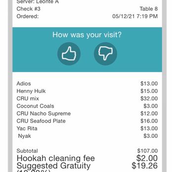 CRU Urban Lounge - Has an option where receipt can be texted 2 you - Lounges Near Me - Atlanta, Georgia