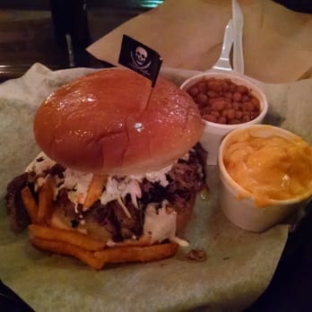 Big Hoffas - Buccaneer with side of mac and cheese and baked beans - Barbeque Near Me - Westfield, Indiana Big Hoffas - Buccaneer with side of mac and cheese and baked beans - Barbeque Near Me - Westfield, Indiana