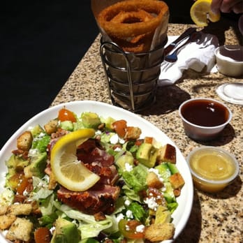 Hook Burger - Seared ahi tuna added to the chopped salad - Burgers Near Me - Burbank, California Hook Burger - Seared ahi tuna added to the chopped salad - Burgers Near Me - Burbank, California
