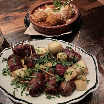 Lil Ba-Ba-Reeba! - Roasted Dates Wrapped In Bacon, Spanish Meatballs - Seafood Near Me - Chicago, Illinois Lil Ba-Ba-Reeba! - Roasted Dates Wrapped In Bacon, Spanish Meatballs - Seafood Near Me - Chicago, Illinois