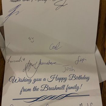Brushmill by the Waterfall - Birthday card from staff - New American Near Me - Chester, Connecticut Brushmill by the Waterfall - Birthday card from staff - New American Near Me - Chester, Connecticut