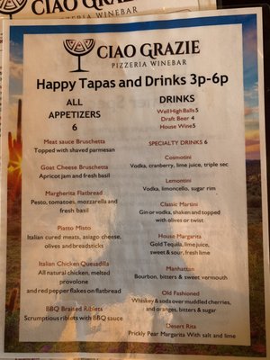 Menu photo 4 Ciao Grazie Scottsdale, AZ Menu photo 4 Ciao Grazie Scottsdale, AZ
