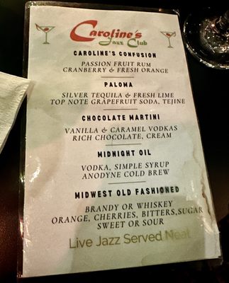 Menu photo 2 Caroline's Jazz Club Milwaukee, WI Menu photo 2 Caroline's Jazz Club Milwaukee, WI