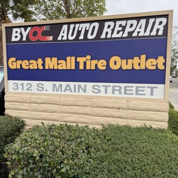 Great Mall Tire Outlet - Business signage facing street - Tires Near Me - Milpitas, California
