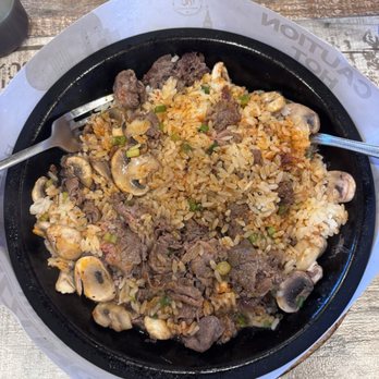 Sizzling Lunch - Spicy Garlic Beef Pepper Rice, Side of Mushroom - Japanese Near Me - San Jose, California