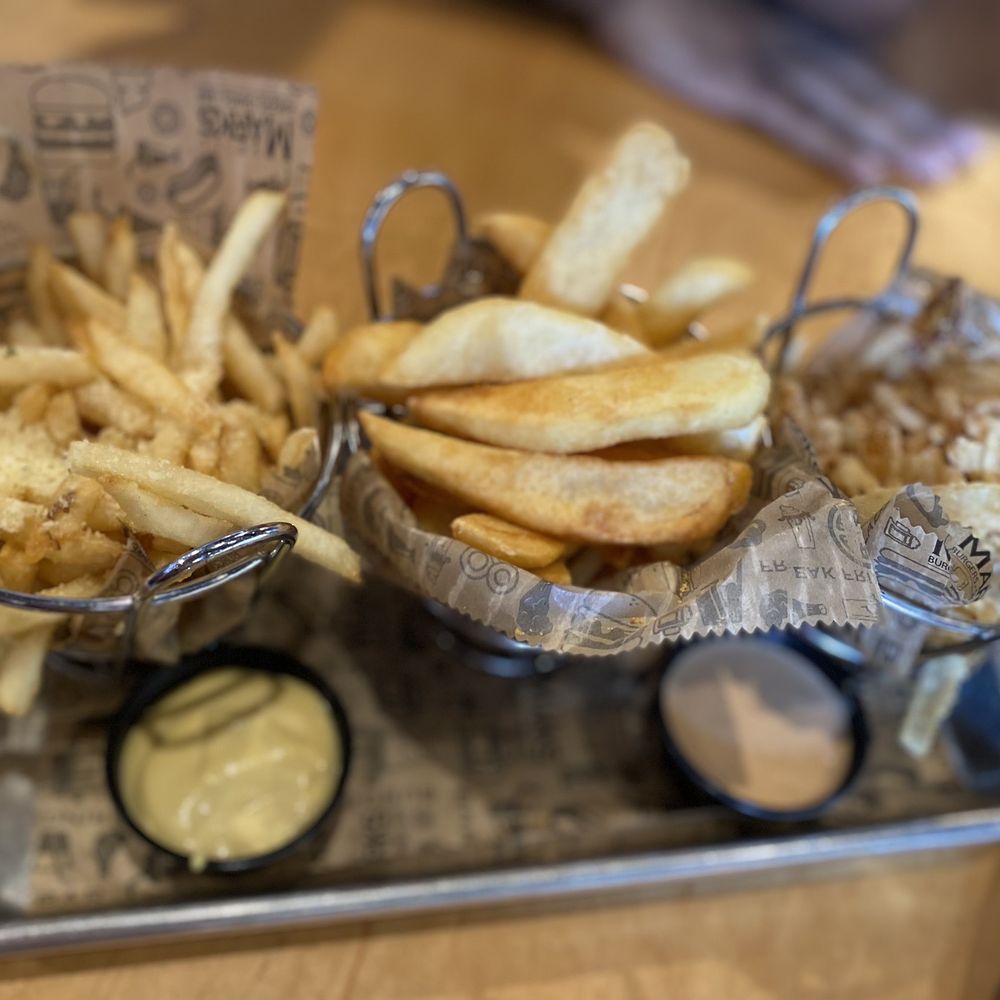 Grill Marks - Truffle parm fries. Fat Fries, Onion haystacks with dijonaise and chipotle sauce - American Near Me - Columbia, South Carolina Grill Marks - Truffle parm fries. Fat Fries, Onion haystacks with dijonaise and chipotle sauce - American Near Me - Columbia, South Carolina