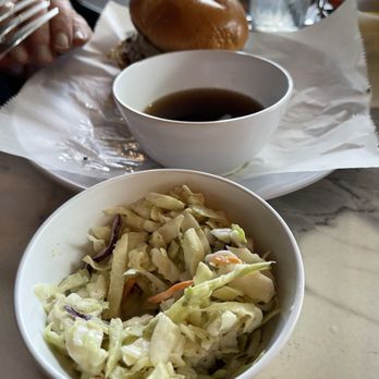 Electric Eats - Burger with Jus and a side of Slaw - Pubs Near Me - Aiken, South Carolina