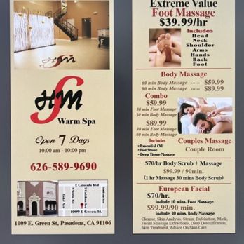 HM Warm Spa - Price list - Massage Near Me - Pasadena, California