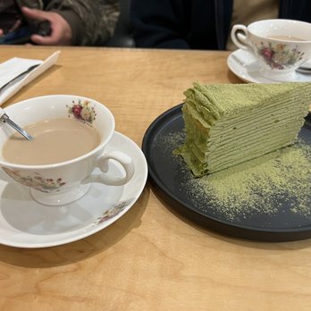 Prince Tea House - English Toffee Milk Green Tea Mille Crpes Cake - Desserts Near Me - Forest Hills, New York Prince Tea House - English Toffee Milk Green Tea Mille Crpes Cake - Desserts Near Me - Forest Hills, New York