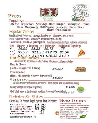 Menu photo 1 Pizza Parlor Espanola, NM