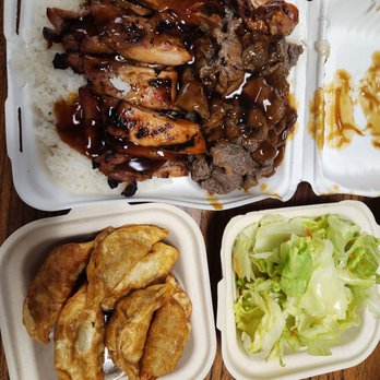 Hana Teriyaki - Chicken and beef combo and deep fried Gyoza - Japanese Near Me - Bellingham, Washington