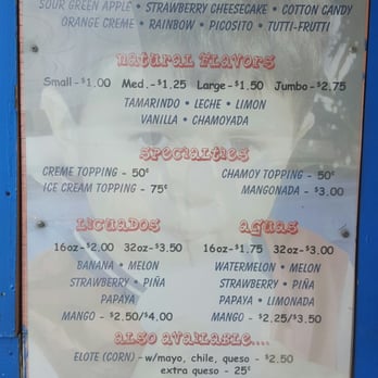 Tampico Refresqueria - Menu as of 3/17/16 - Ice Cream & Frozen Yogurt Near Me - Houston, Texas Tampico Refresqueria - Menu as of 3/17/16 - Ice Cream & Frozen Yogurt Near Me - Houston, Texas