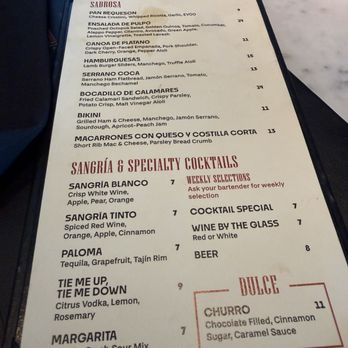 Amada - Happy hour menu ALL bread, if there is any protein its full of bread - Tapas Bars Near Me - Atlantic City, New Jersey