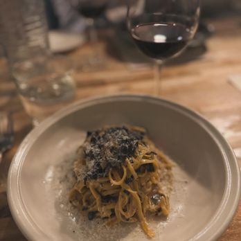 Osteria Il Muro - Tajarin- black truffle and mushroom - Italian Near Me - Denton, Texas Osteria Il Muro - Tajarin- black truffle and mushroom - Italian Near Me - Denton, Texas