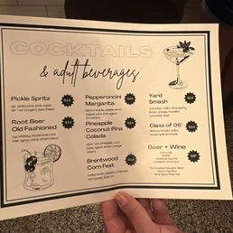 Cocktail menu Cocktail menu