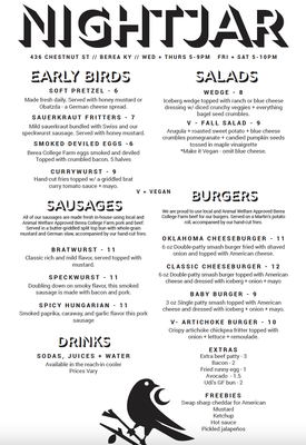 Menu photo 7 Nightjar Berea, KY