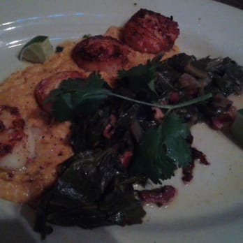 Agave Restaurant - Seared scallops, grits and collard greens - New Mexican Cuisine Near Me - Atlanta, Georgia