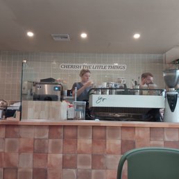 The coffee area with the very friendly baristas