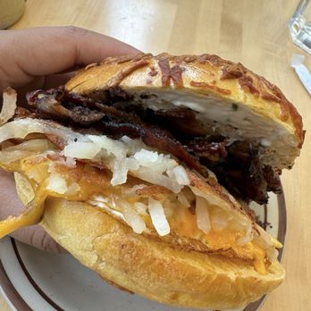 Schneider Deli - Asiago bacon egg and cheese - Bagels Near Me - Chicago, Illinois Schneider Deli - Asiago bacon egg and cheese - Bagels Near Me - Chicago, Illinois