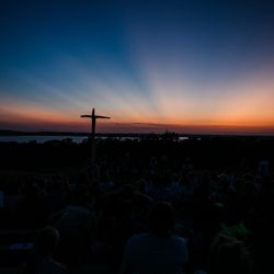 Bridgeport Camp & Conference Center - This is the cross and sunset looking over Lake Bridgeport, it's breathtaking!
