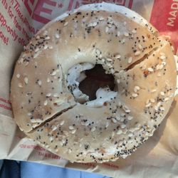 Everything bagel with chive cream cheese @ Tim Hortons/ Springville NY