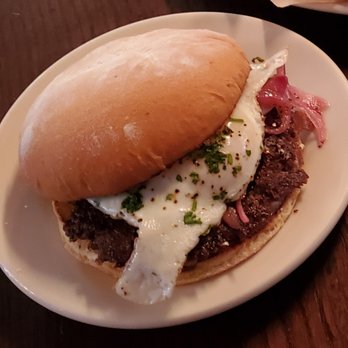 DMK Burger Bar - Bison Burger with egg - Burgers Near Me - Chicago, Illinois DMK Burger Bar - Bison Burger with egg - Burgers Near Me - Chicago, Illinois