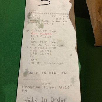 Wingstop - Receipt as proof - Chicken Wings Near Me - Frederick, Maryland