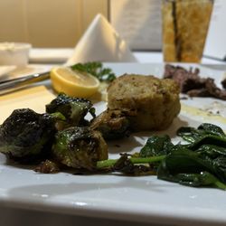 3rd & Cherry - Crab cake with Brussels and spinach.