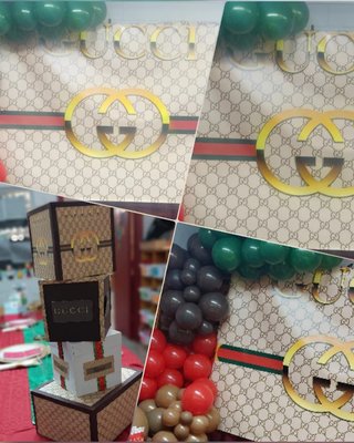 Gucci Party - This was a Gucci theme party for school staff members this party came with complete catering from our company as well as treats favors centerpieces set up and breakdown Gucci Party - This was a Gucci theme party for school staff members this party came with complete catering from our company as well as treats favors centerpieces set up and breakdown