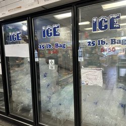 Water and Ice - Massive freezer with ice.