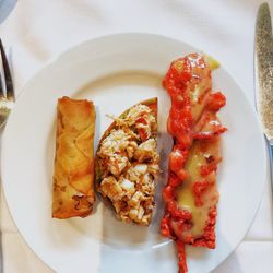 Philippe Chow - Chicken Satay | Duck Spring Rolls | Lobster Wonton Chips -- chilled lobster, avocado, lettuce, tangy mayo sauce