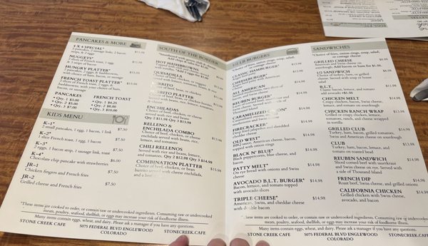 Menu photo 2 Stone Creek Cafe Englewood, CO Menu photo 2 Stone Creek Cafe Englewood, CO