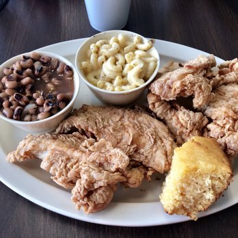 Mr A Ok's Kitchen - Fried chicken plate with black eyed peas, Mac and cheese and cornbread - Soul Food Near Me - San Antonio, Texas Mr A Ok's Kitchen - Fried chicken plate with black eyed peas, Mac and cheese and cornbread - Soul Food Near Me - San Antonio, Texas