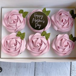 Custom Cake Expressions - Six pack of pink rose cupcakes that can be interchanged as any type of gift or treat