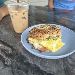 Avacado Toast Melt w/ iced Vanilla latte