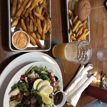 Spyhop Public House - Cobb Salad, Burger and some fries. - Pubs Near Me - Langley, Washington Spyhop Public House - Cobb Salad, Burger and some fries. - Pubs Near Me - Langley, Washington