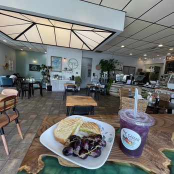 The Garden Coffee and Local Eats - Garden veggie panini with "in bloom" signature tea... so yummy!! - Coffee & Tea Near Me - Spokane Valley, Washington The Garden Coffee and Local Eats - Garden veggie panini with "in bloom" signature tea... so yummy!! - Coffee & Tea Near Me - Spokane Valley, Washington