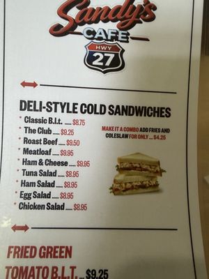 Menu photo 1 Sandys Cafe 27 Sebring, FL Menu photo 1 Sandys Cafe 27 Sebring, FL