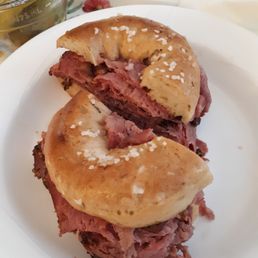 Rosemary and rock salt bagel large smoked meat sandwich