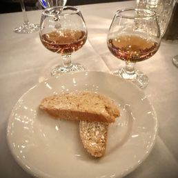 Complimentary biscotti and amaretto Complimentary biscotti and amaretto