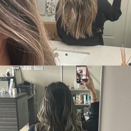 Before and after - Arianna made my hair look so much more full and healthy!  Color done by someone else.