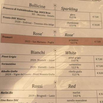 Zerosettantacinque - 2026 wine menu - Wine Bars Near Me - Rome, RM Zerosettantacinque - 2026 wine menu - Wine Bars Near Me - Rome, RM