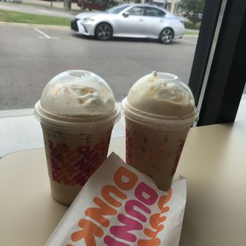 Dunkin' - Two iced blueberry crisp latte and our car in the background lol - Donuts Near Me - Biloxi, Mississippi