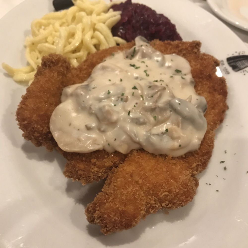 Plattduetsche Park - Chicken schnitzel with cream of mushroom - German Near Me - Franklin Square, New York Plattduetsche Park - Chicken schnitzel with cream of mushroom - German Near Me - Franklin Square, New York