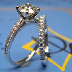 Dasheen Jewelry Studio - Platinum ring and wedding band. commissioned set