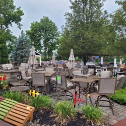 Aluminum furniture on outdoor patio.